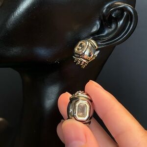 Two tone vintage cuff clip on earrings